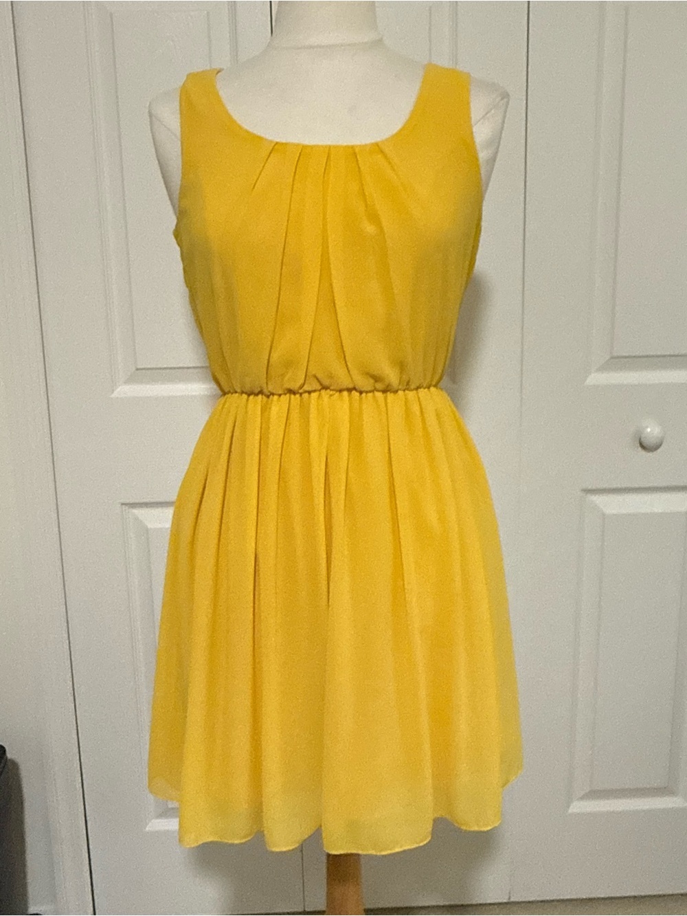 by & by Sunny Yellow Pleated Waist Dress